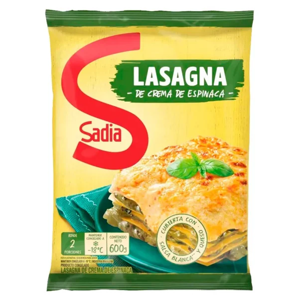 Lasagna de Crema de Espinaca Sadia 600 gs