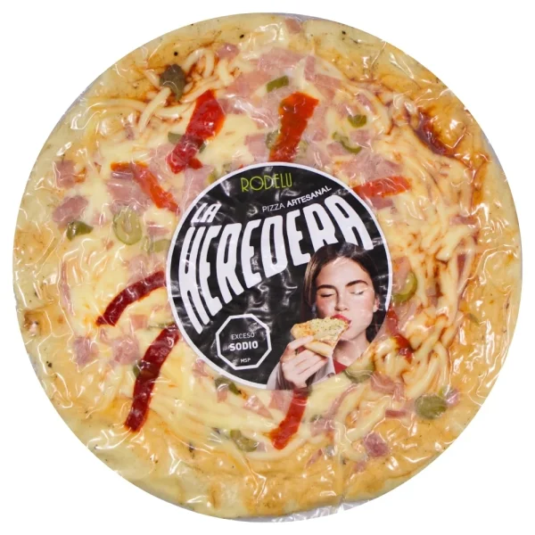Pizza Mozzarella con Jamón, Aceitunas y Morrón Precocida Rodelu 500 gs